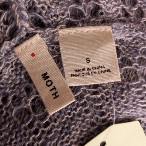 Anthropologie Moth S Pointelle Hooded Sweater Tunic Linen Blend Pullover - Picture 13 of 16